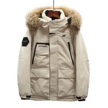 Мужской пуховик, утолщенный, теплый, большие шерстяные, с воротником, с капюшоном, модный тренд, пуховик