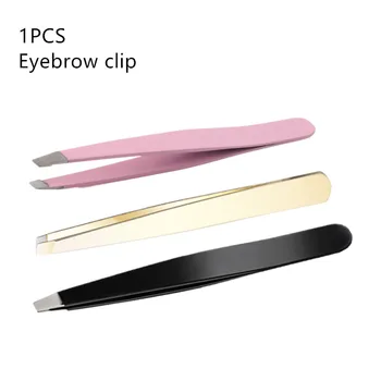 

1PC Black Pink Gold Color Eyebrow Tweezer Hair Beauty Slanted Puller Stainless Steel Eye Brow Clips Makeup Tool Brand New