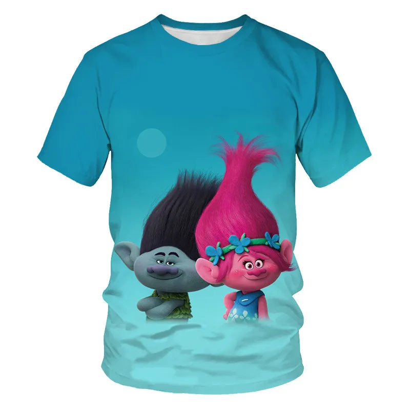 

2020 new film Trolls Baby Boys/Girls Cartoon Trolls Print Funny T shirt Summer Kids Short Sleeve Tops Children Casual Clothes