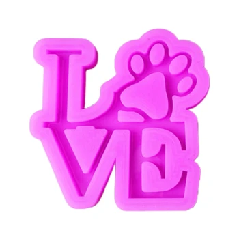 

Crystal Epoxy Resin Mold Shiny Heart with Bear Paw Shape Keychain Pendant Casting Silicone Mould DIY Crafts Jewelry Making Tools