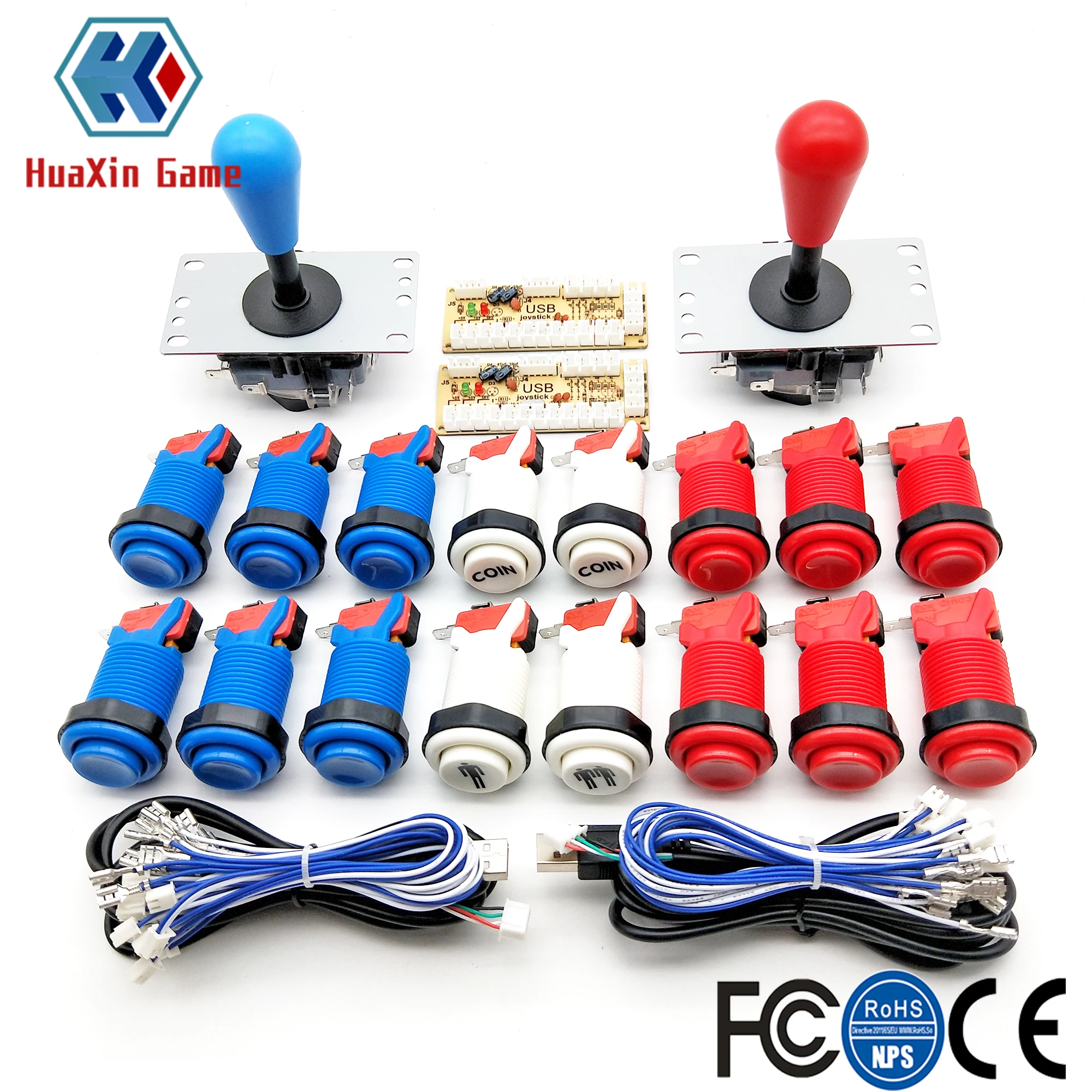 Baratos Arcade DIY KIT estilo americano SANWA Joystick HAPP tipo moneda 2 reproductor botón con Micro interruptor y codificador de retardo cero para ordenador