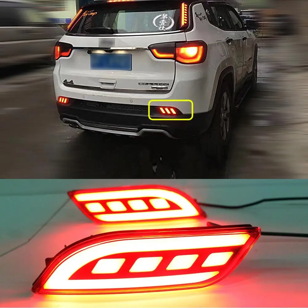 2 шт. светодиодный заднего бампера отражатель туман светильник s для Jeep Compass-, вождение, бордовый и стоп-сигнал светильник отражатель 2-в-1 функции - Испускаемый цвет: Model B