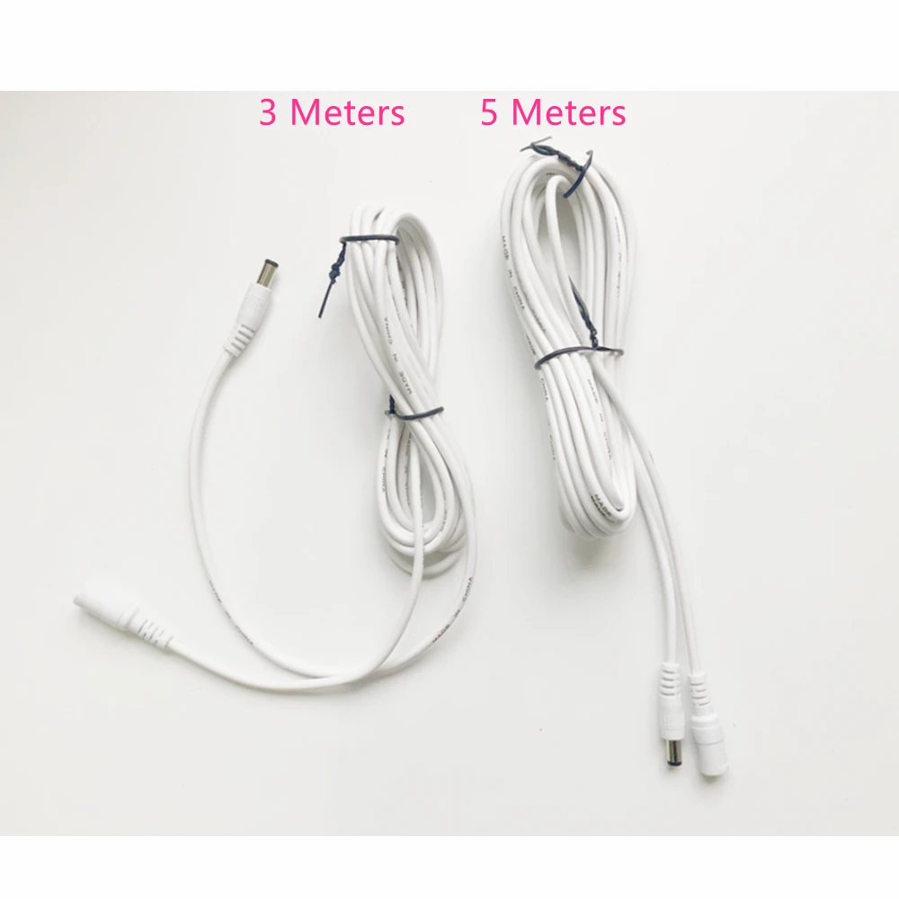Power Extension Cable 3M/5M/10M/15M/20M/30M/50M DC 12V CCTV Camera 5.5mmx2.1mm Male Female White for Security Camera