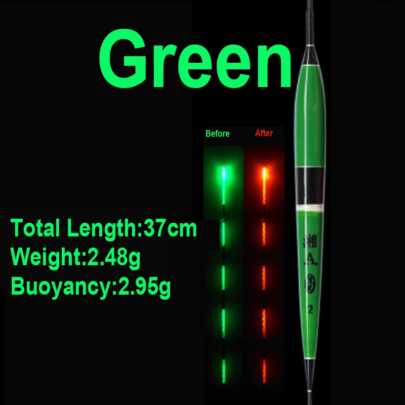 1 pc green JIGEECARP, 1 шт., сигнализатор укуса рыбы, изменение цвета, светящийся электронный поплавок, яркая ночная ловля карпа, электронный поплавок, аксессуары - Цвет: 1 pc green