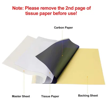 

100 Sheets Tattoo Thermal Stencil Transfer Paper 8.5" X 11", A4 Size Thermal Stencil Paper For Tattooing Tattoo Supplies