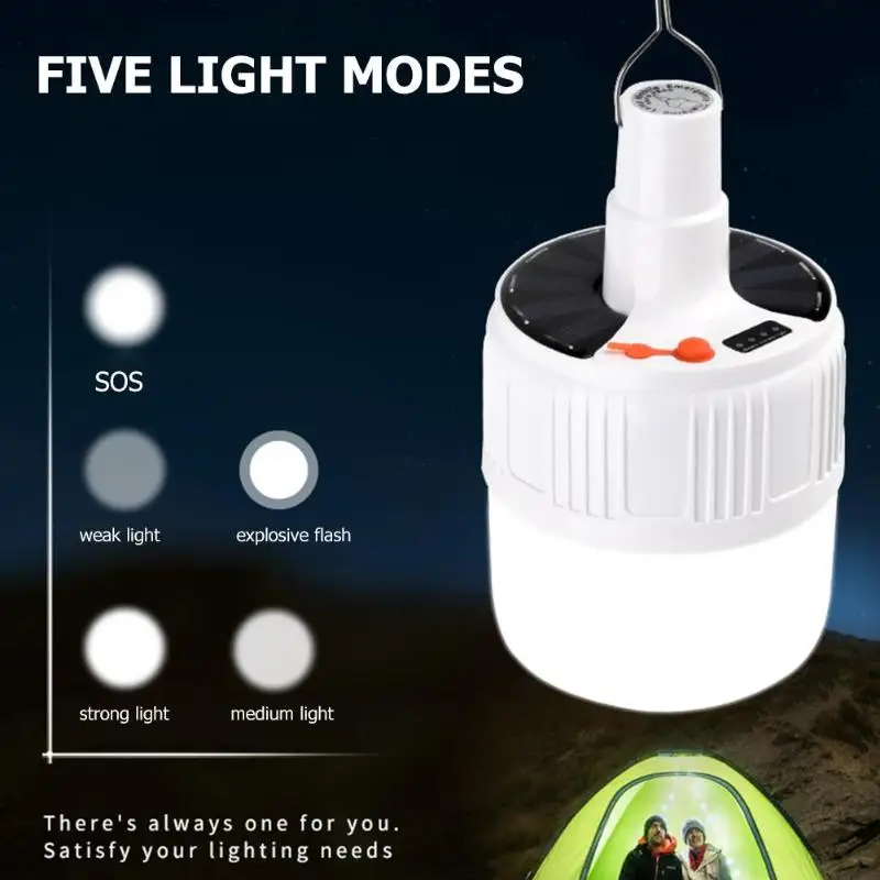 

PP Bulb LED Tent Lamp Superior Quality Solar Powered with Hook Portable Camping Emergency Skillful Manufacture Light