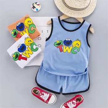 

Baby Boy Girl Clothes Summer Children Cotton Cartoon sport Printed Vest Shorts 2Pcs/sets Infant Leisure Kids Toddler Tracksuits
