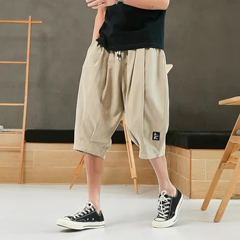 

High Quality Chinese Style Summer Short Harem Pants Men Capri Baggy Pants Calf-length Loose Trousers Big Size M-8XL