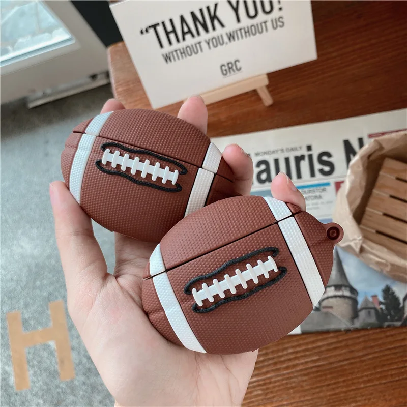 

3D Funny Rugby For Airpods 2 Case Luxury Soft Silicone Protective Cover Charging Box For Airpods Pro Case Coque with Keychain