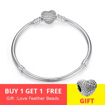 

CodeMonkey Hot Sale 100% 925 Sterling Silver Heart Bracelet Fit Original Beads Charms DIY Jewelry Gift For Women CMB906