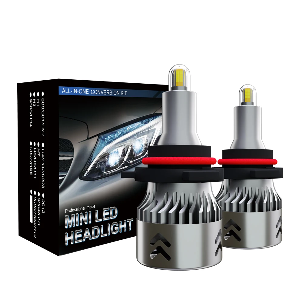 

1 Pair 1904 Car led Headlight 12V 9600LM 6000k Led FOR H1 H7 H11/H8/H9 9005/HB3 H10 9006/HB4 Bulbs Auto