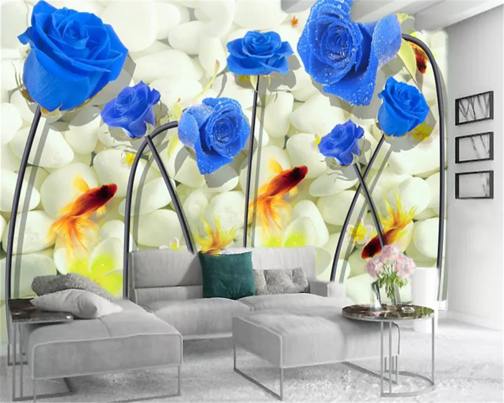 3d Flower Wallpaper Luxury Premium Blue Rose Customize Your Favorite  Romantic Interior Decoration Wallpaper