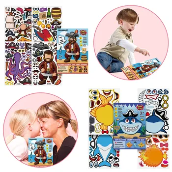 

Besegad 48 Sheet DIY Sticker Make-a-Face Stickers Set Party Decoration Game Supplies for Kids Ocean Animal + Pirate Themed