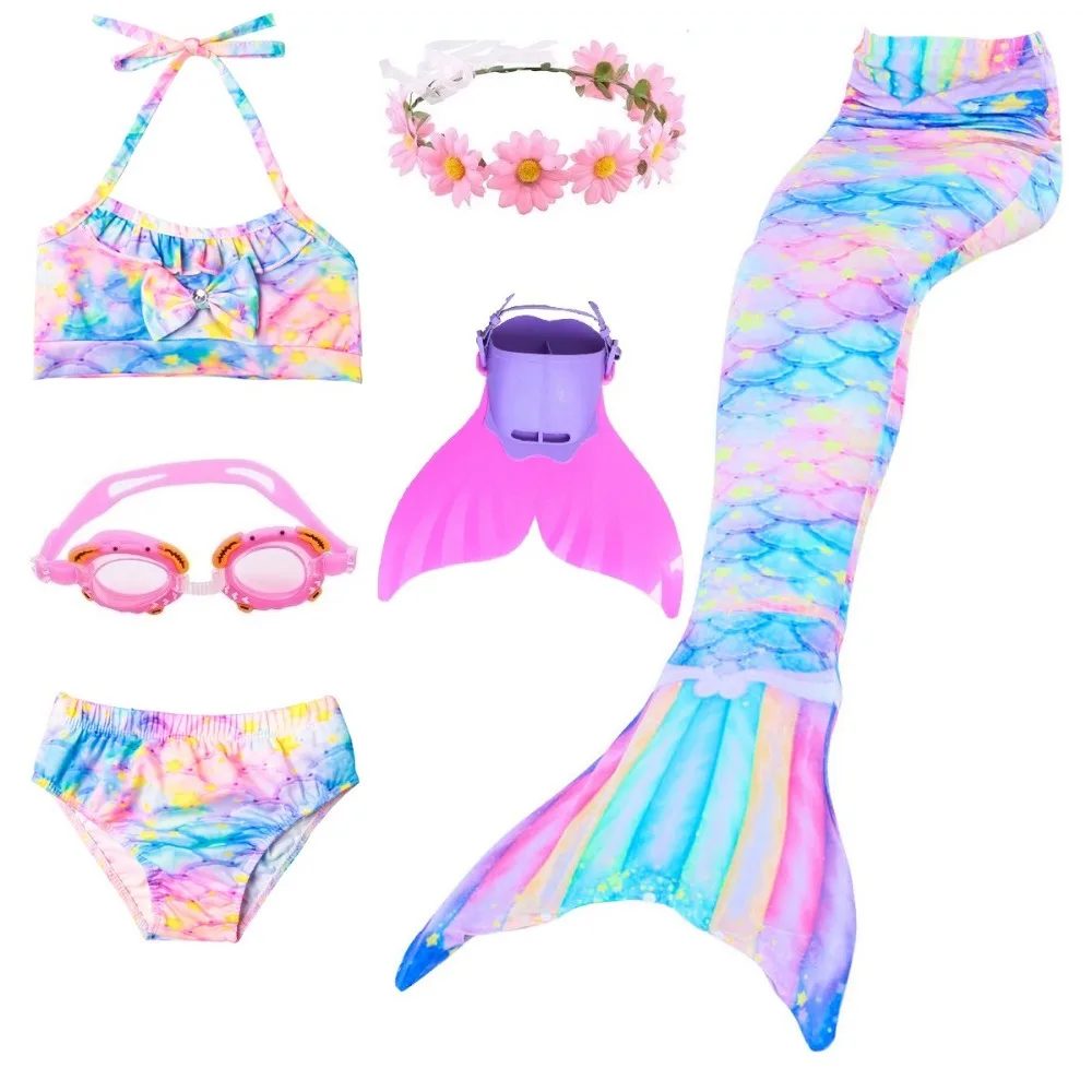Hot Sale Dress Bikini Swinsuit Flipper Mermaid-Tail Monofin Kids Girls with Mermaid Costume Cosplay