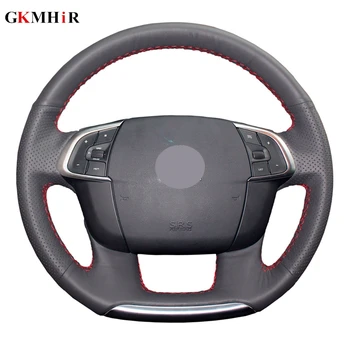 

DIY Hand-stitched Black Artificial Leather Car Steering Wheel Covers Case for Citroen C4 C4L 2011-2015 DS4