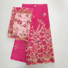 Африканский Джордж кружевная ткань с блузкой 5+ 2 ярдов для вечернего платья дизайн нигерийский вышивка гипюр Джордж кружевной материал WH03