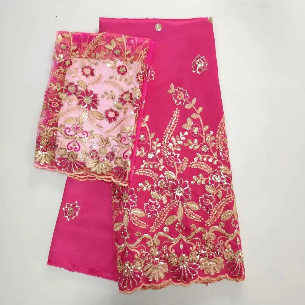 

African George Lace Fabric With Blouse 5+2 Yards For Evening Dress Design Nigerian Embroidery Guipure George Lace Material WH03