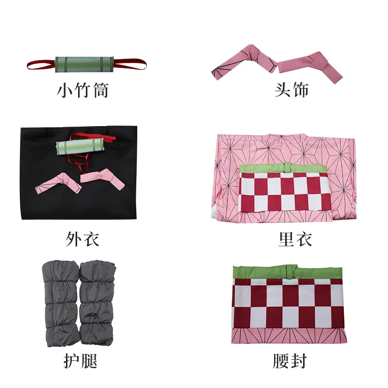 Costume Демон убийца: Kimetsu no Yaiba Kamado Nezuko косплей костюм платье кимоно парик обувь - Цвет: Costume