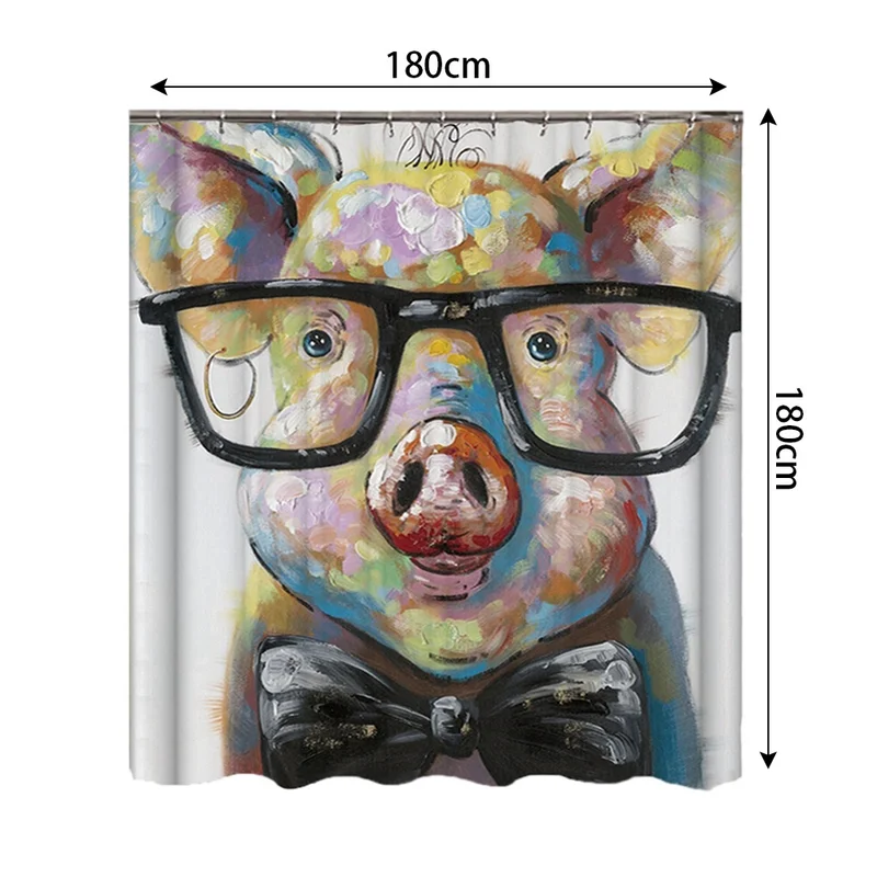 4 шт. прекрасные очки Piggy Pig 3D печать водонепроницаемый ванная душевая занавеска коврик для туалета нескользящий коврик набор с крючками