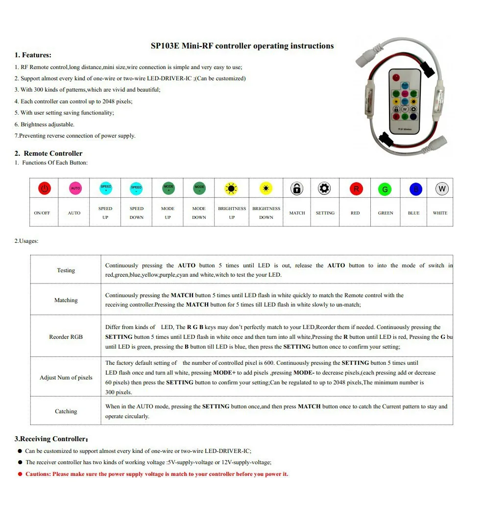 14 ключей RF Symphony контроллер WS2811/WS2812B микро контроллер Полноцветный световой контроллер