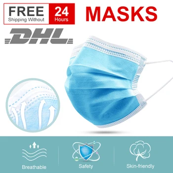 

50/100Pcs Three-layer Protection Non Woven Disposable Dust Face Mouth Masks Anti-Dust Earhook Mask Flu