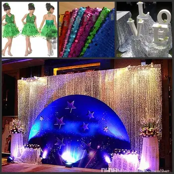 

Shiny 9mm Sequins Fabric 1.5M wide For Wedding Table Cloth Decoration Backdrop Multicolor Wedding Gauze Background Curtain