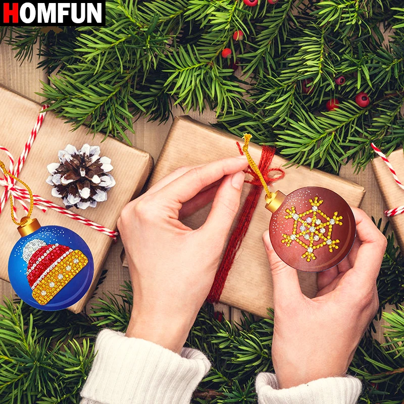 HOMFUN 10 шт. DIY бриллиантовый рисунок Рождество дерево кулон сверла специальной формы рождественская Алмазная вышивка украшения для дома