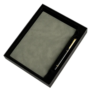 

A5 Notebook Set, Portable Business Paperback Notepad and Metal Pen Gift Box Notebook