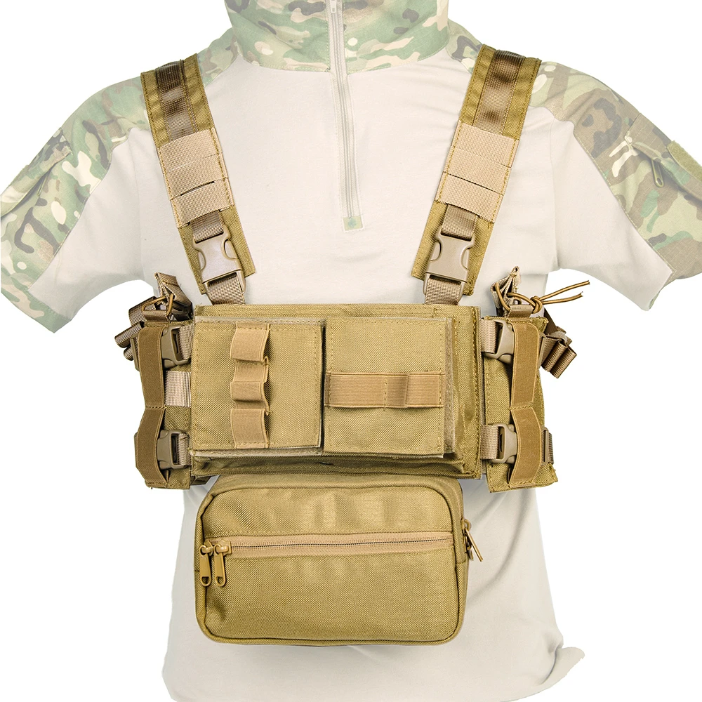 

MK3 Tactical Chest Rig Vest With Drop Down Pouch H Harness MOLLE System M4 AK Magazine Insert Nylon Airsoft Hunting Accessories