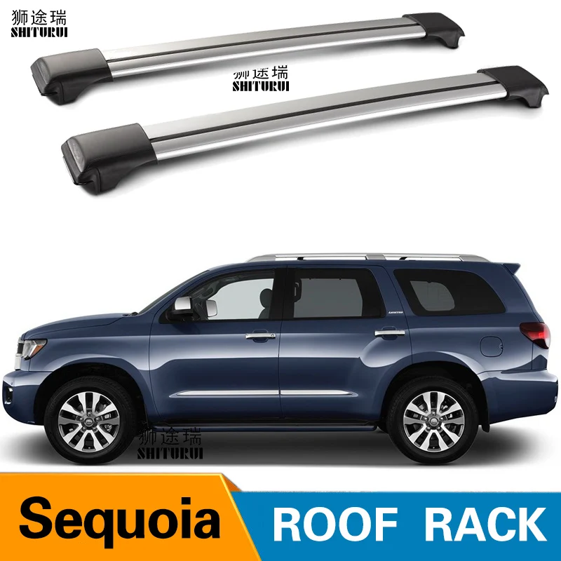 SHITURUI 2 шт. полозья для Toyota Sequoia 2011 2020SUV крыши перила Алюминий сплав Боковые стержни