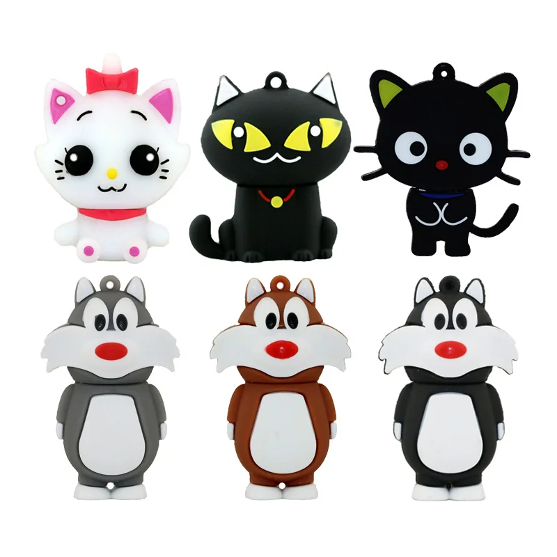 Мультфильм черный белый цвет кошка Мышь Usb флэш-накопитель с животными милый