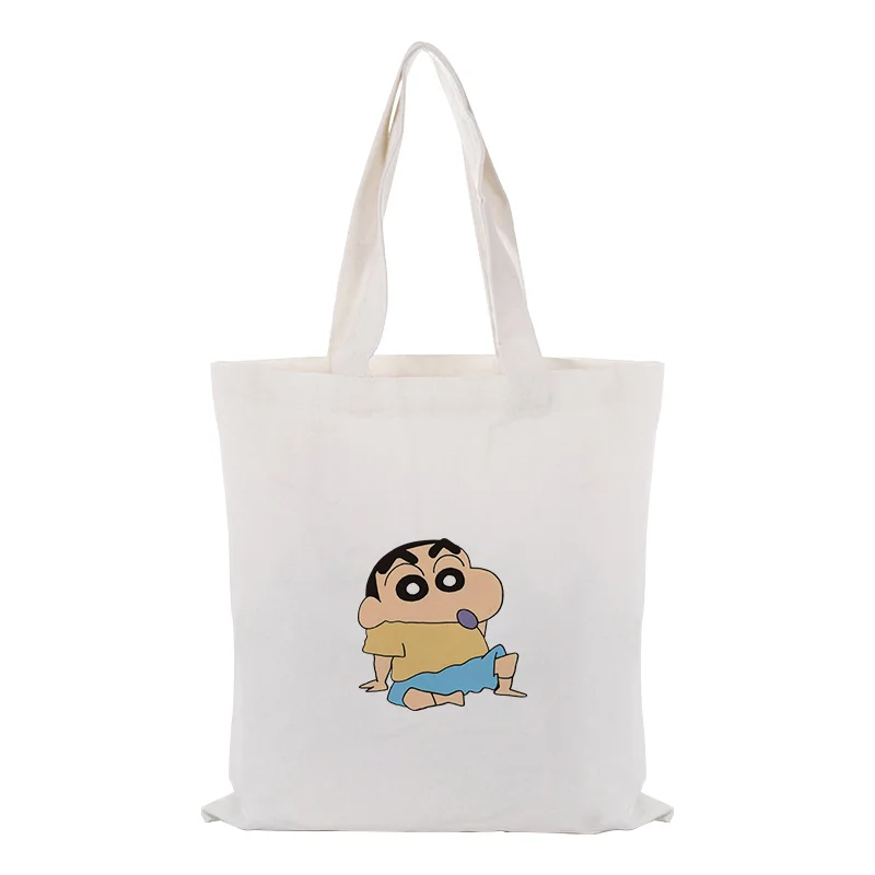 Crayon Shin-chan Сумка-тоут для ежедневного использования холст текст DIY печать на заказ логотип сумка для покупок эко многоразовая утилизация