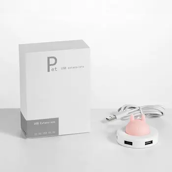 

Type-c to USB Connector Hub ABS+Silicone Multi-Socket Expander Rabbit Cute Pet USB Splitter USB3.0 Adapter Hub 1 Set