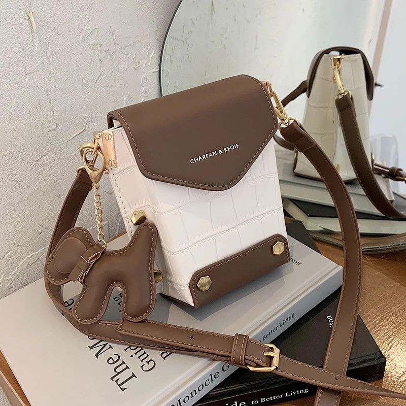 Travel Handbag Crossbody-Bags Contrasting-Design Female Mini Branded Chain Women PU