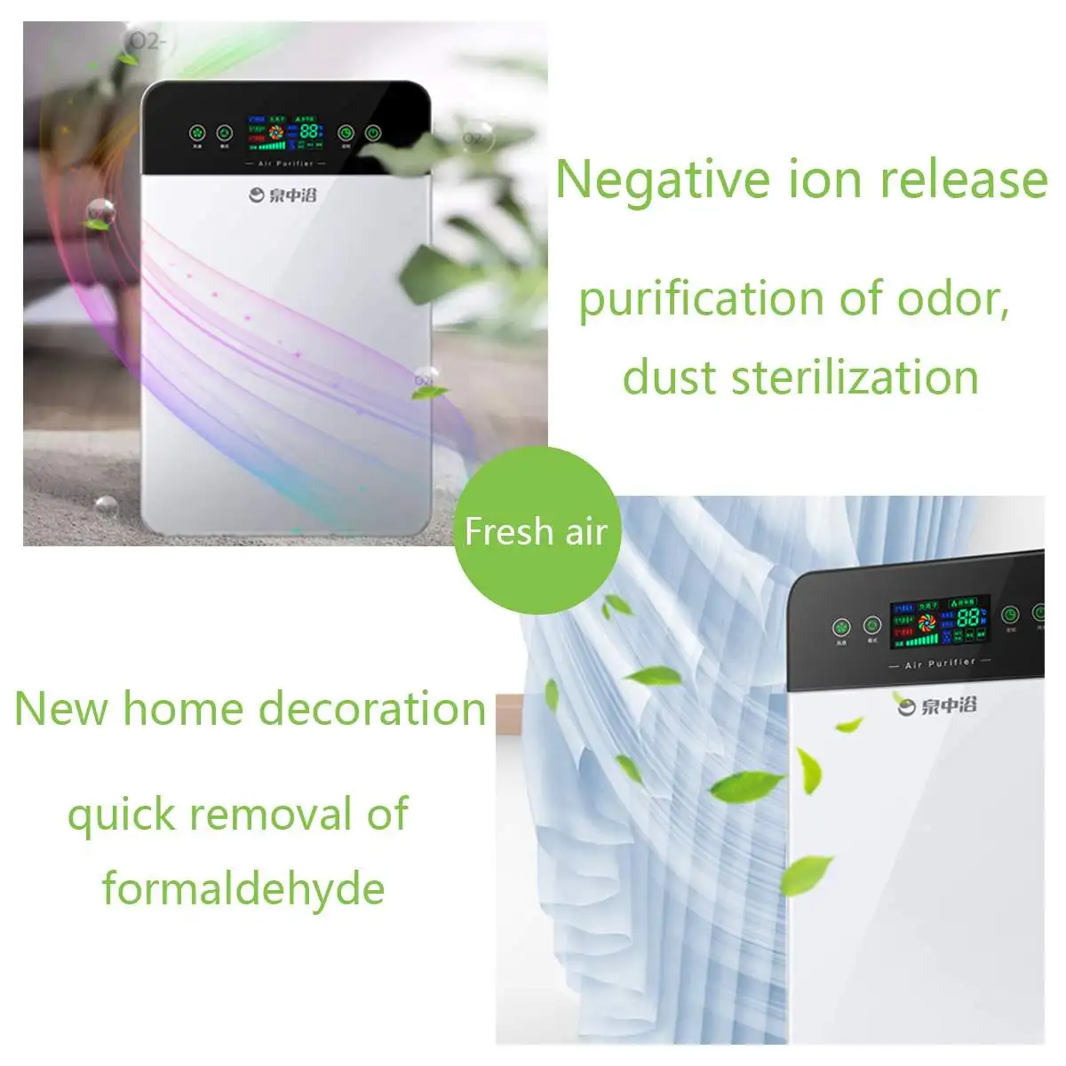 Air Purifier For home Cleaner Remote Control Timer HEPA Odor Dust PM2.5 Remover anti Allergies 3 Million Negative Ion Amount
