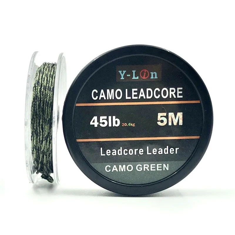5m Braided Lead Core Carp Leader Line Camo Brown Mainline Leadcore for Carp Rig Chod Helicopter Rig Carp Coarse Fishing Line