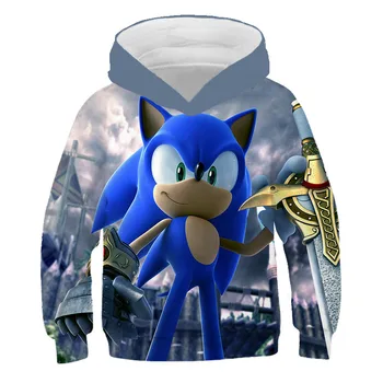 

Family clothing Anime Super Sonic 3D Hoodies Children fashion coat Long Sleeve Pullover Cartoon Sweatshirt harajuku Hooded