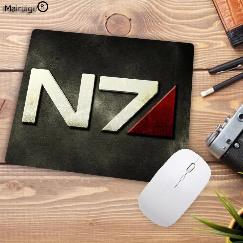 Mass Effect N7 игровой логотип резиновый коврик для мыши игра аниме мультфильм принт маленький размер игровой коврик для мыши Клавиатура коврик Настольный коврик - Цвет: 180mmX220mmX2mm