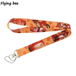 Flyingbee милый Лисий шнурок телефон веревочные брелоки шнурок для ключей ID карты Мультяшные шнурки для мужчин женщин X0460