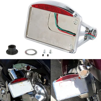 

Motorcycle License Plate LED Tail Light Horizontal Side Mount Bracket Holder for Bobber