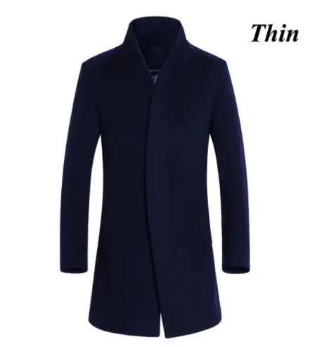 Новые зимние шерстяные длинные peacoat мужские облегающие повседневные толстые пальто мужские теплые Ветровки тренчи Куртки, MA209 - Цвет: 8