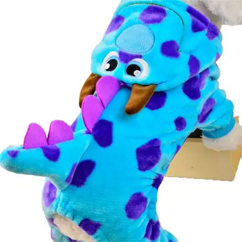 

2019 Cartoon bubble dragon turned into a dog four corner clothes pet autumn and winter thickening plus velvet clothing 5 Sizes