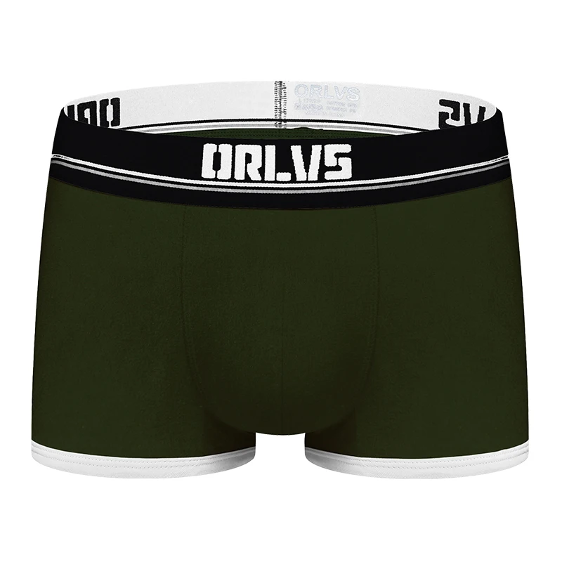 ORLVS Брендовые мужские боксеры, нижнее белье, Cueca Tanga, дышащие удобные трусы, хлопковые боксеры, шорты, быстросохнущие мужские трусы - Цвет: OR198-green