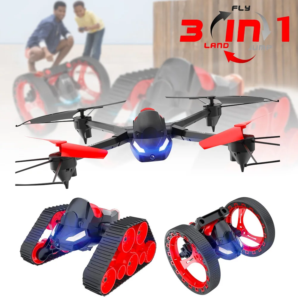 

3 In 1 Drone Quadcopter Toy with Camera 2.4GHZ 6-Axises Bounce RC Car Tank Gifts for Kids @ZJF