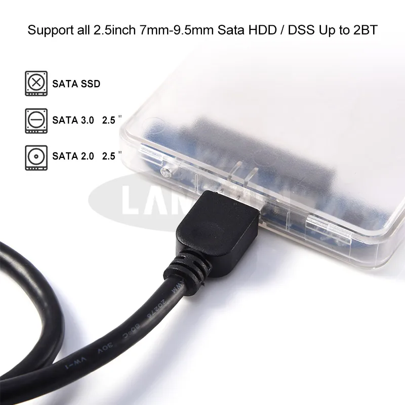 Чехол для жесткого диска 2,5 дюймов USB 3,0 SATA 3,0 Корпус SSD, HDD Plug and Play поддержка передачи 3 ТБ UASP протокол чехол для жесткого диска