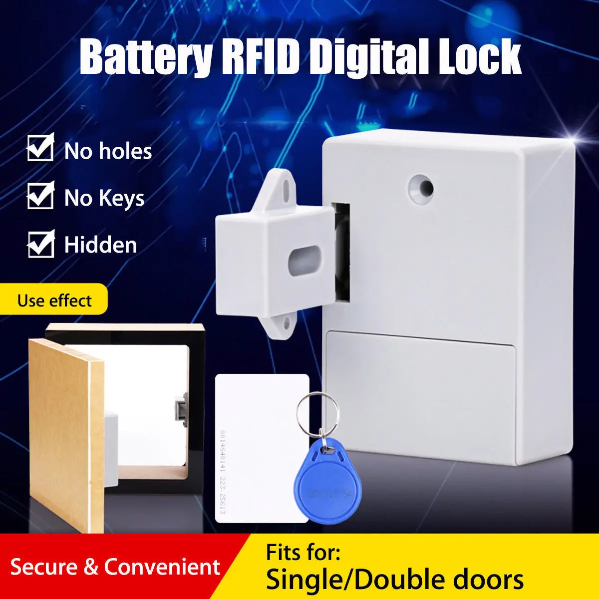 

Safety Battery RFID Cabinet Drawer Lock DIY Hidden Digital Lock without Perforate Hole Cabinet Drawer Smart Lock