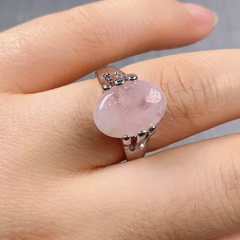

Natural Stone Rose Quarts Handmade Rings Heart Square Shape 20pcs/pack Rose Quarts Ringsfor Women Wedding Party
