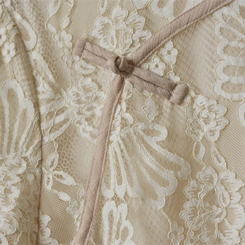 Летняя китайская стильная тарелка с пряжкой Cheongsam платья новые женские кружевные свободные винтажные платья с коротким рукавом