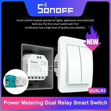 ITEAD SONOFF – Module de relais double R3 2 voies, MINI commutateur intelligent, contrôle de mesure de puissance via eWeLink Alexa Google Home intelligent