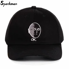 Мужская кепка в стиле хип-хоп с вышивкой японского забавного человека Harajuku бейсбольная бейсболка с колпаком бейсболки из хлопка Женская шапка черная в японском стиле